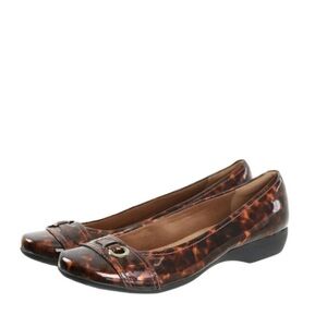 Clarks Collection Women's Tortoise Loafers Shoes Size 8 Patent Leather Brown EUC